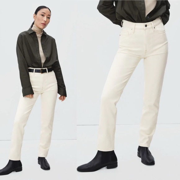 NWT EVERLANE 26 Tall The Original Cheeky Jean Ecru Wash High Rise Off White - Picture 1 of 7